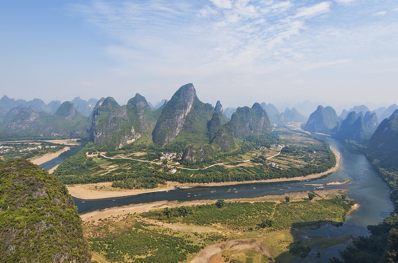 Karst hills and terraced fields near Guilin, Guangxi